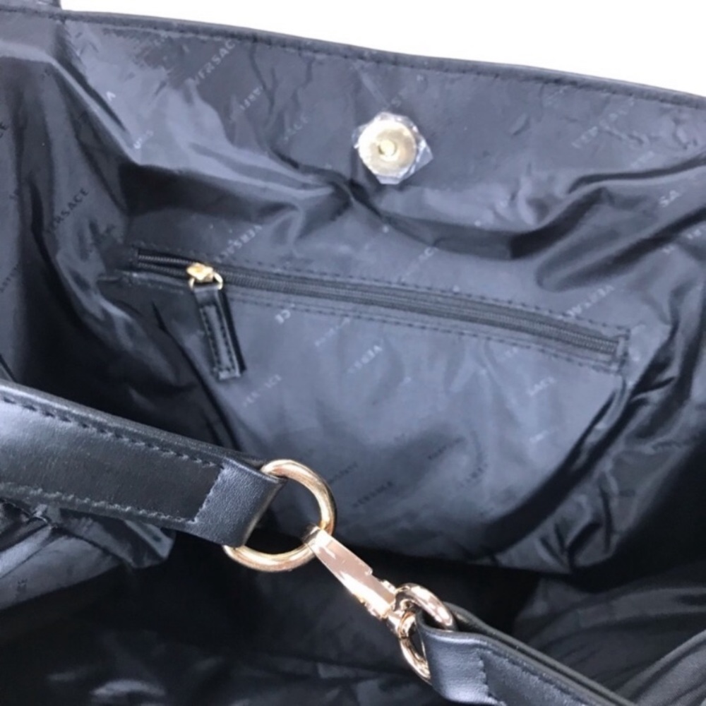 Versace Tote Purse Weekender Textured Bag Gold Metallic Large Shoulder Bag NEW - Picture 4 of 7